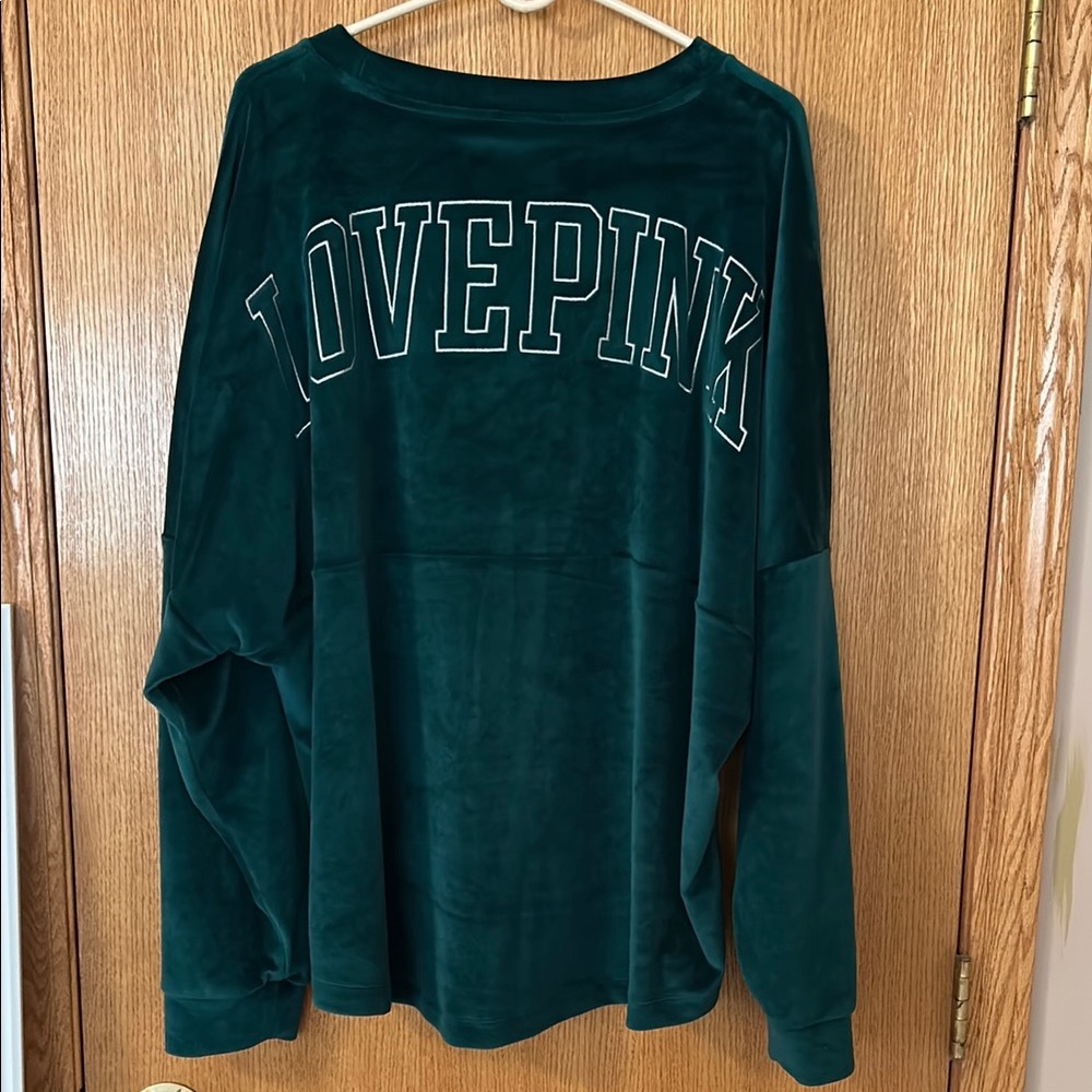 Victoria’s Secret Pink Green Velour Top Sz XXL - Picture 5 of 5